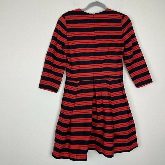 Gap Red Blue Striped Long Sleeve A-Line Dress Size 8 - Picture 7 of 8